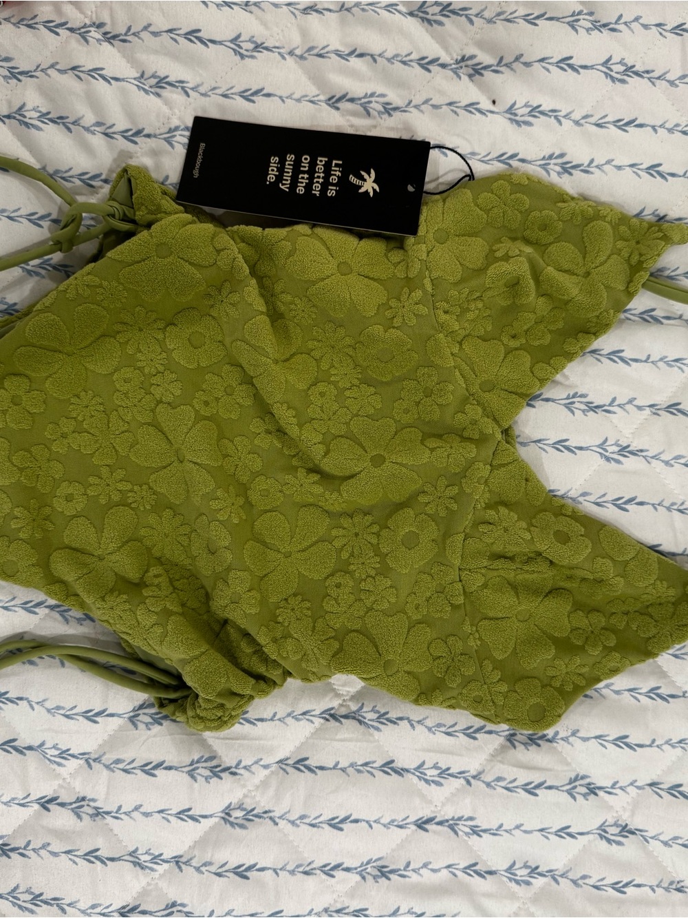 Blackbough Olive Green Floral Textured One-Piece Swim